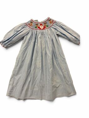 Velani Classics Blue Polka Dot Smocked Christmas Holiday Dress EUC SZ 3
